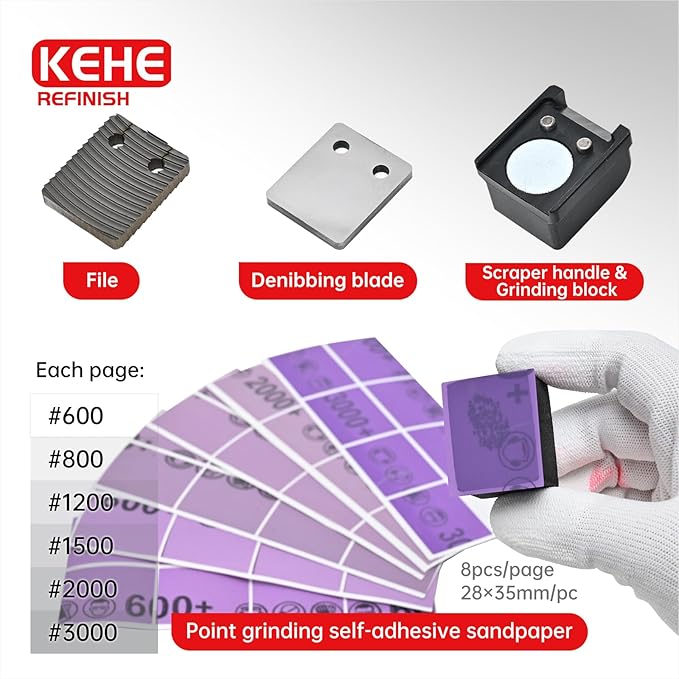 Automobile Spray Paint Point Repair Scraper with Removable Handle,Carbide Tungsten Repair Scraper Tool Paint File for Edge Banding, Denibbing, and Spot Repair