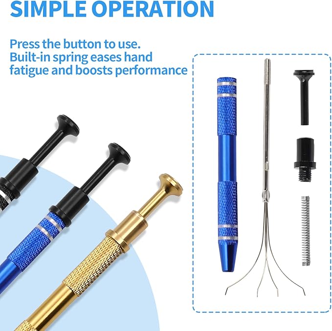 Jeweler’s Pick Up Tool Set – 4 Claw Sprinkle Pen, Piercing Ball Grabber Tool, Diamond Claw Tweezers (4pcs Stainless Steel for Jewelry, Nails, Craft, Cake Sprinkles, DIY Repair)