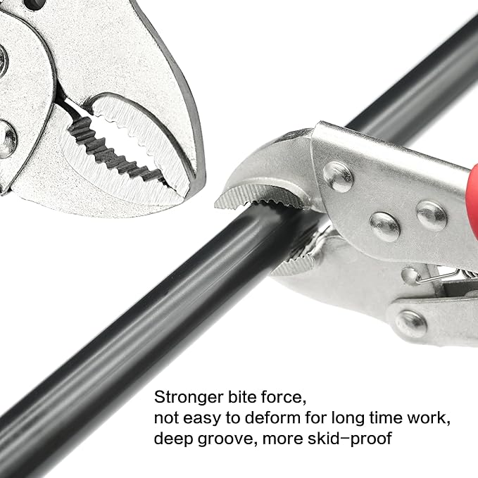 4pcs Lock Pliers Set Vice Grips Pliers Included 8.85 ", 7.48", 5.51 "Curved Jaw And 6.29" Nose Lock Wrench Set for Welding, Metal Bending & Woodworking - Ergonomic Handle