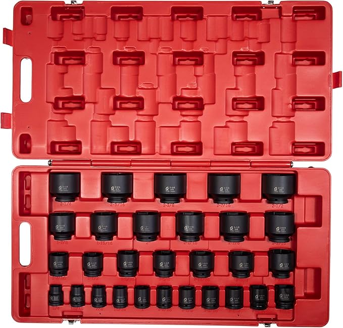 SUNEX TOOLS 4696 3/4-Inch Drive SAE Master Impact Socket Set, Standard, 6-Point, Cr-Mo, 3/4-Inch - 2-7/17-Inch, 29-Piece