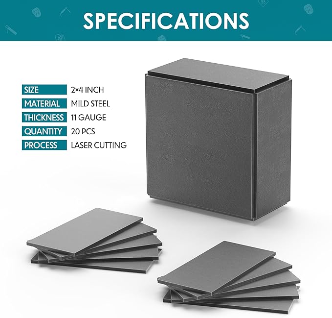 bestarc Welding Coupons, 2횞4" Mild Steel Welding Kit, 11 Gauge Welding Plate DIY Cuboid, Welding Practice for MIG TIG Gas Arc Stick and Wirefeed (20 PCS)