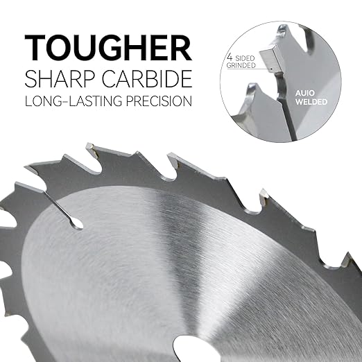 Luckyway 5-1/2 Inch 24T with 5/8 Inch Arbor TCT Circular Saw Blade 2-Pack General Purpose and Trimming Saw Blade, Cordless Trim Saw Blade for Cutting Wood(1/2-Inch and 10-mm Reducer Bushings Include)