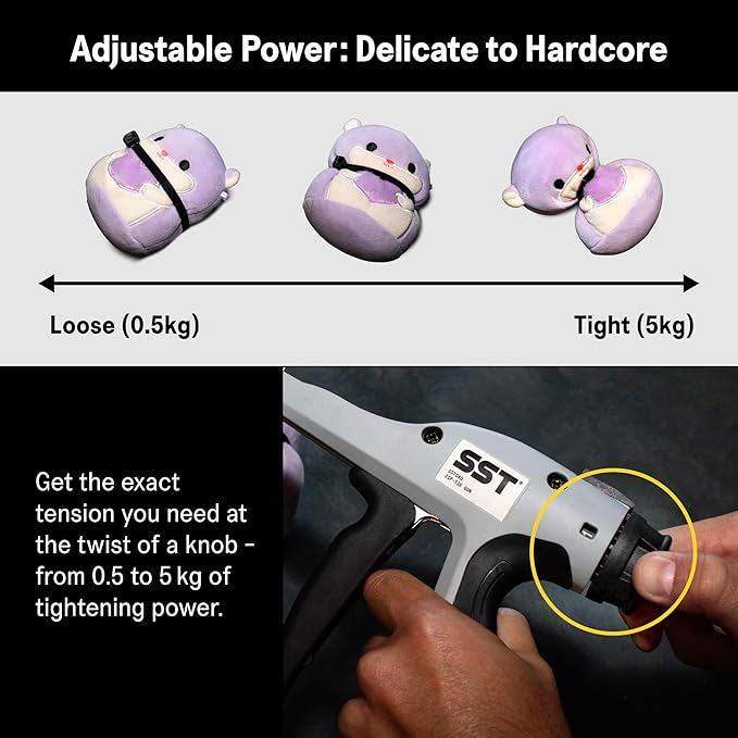 SST - Zip Tie Gun - Maneuver Through Tight & Awkward Spots With Precision - Compatible With All Standard Zip Tie Sizes - Exact Level of Tension - Securely Tighten & Trim Cleanly - Designed in the USA