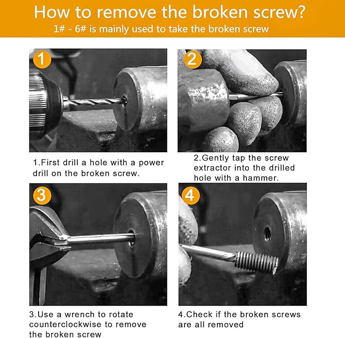 Hakkin 8 Pcs Damaged and Stripped Screw Extractor Set, 1/8?? 3/4??Broken Bolt Extractor and Broken Water Pipe Remover Set, Ideal Left Hand Spiral Removal Tool Kit with Storage Case