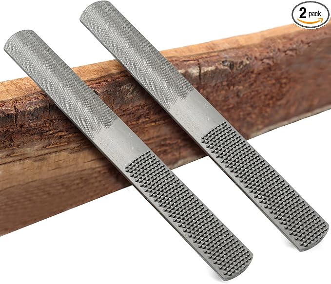 Litoexpe 2 Pack 8 Inch 4 Way Premium Grade High Carbon Hand File, Round Rasp, Half Round Flat, Needle Files for Sharping Wood and Metal Tools