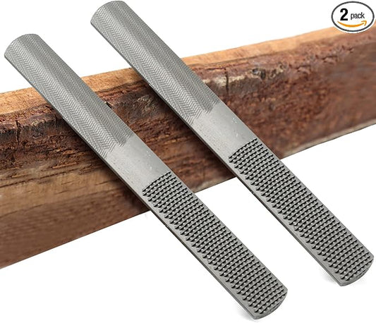 Litoexpe 2 Pack 8 Inch 4 Way Premium Grade High Carbon Hand File, Round Rasp, Half Round Flat, Needle Files for Sharping Wood and Metal Tools