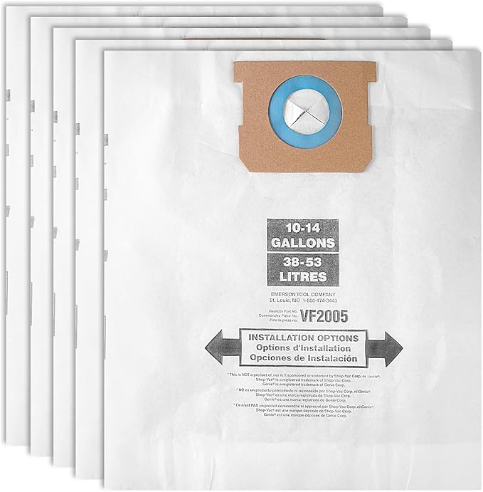 5 Packs 90672 Type F Dust Collection Bags for 10-14 Gallon Vacuum Bags Type I and Type F 90672 9067200 9067233 90662 9066200 9066233 Part VF2005