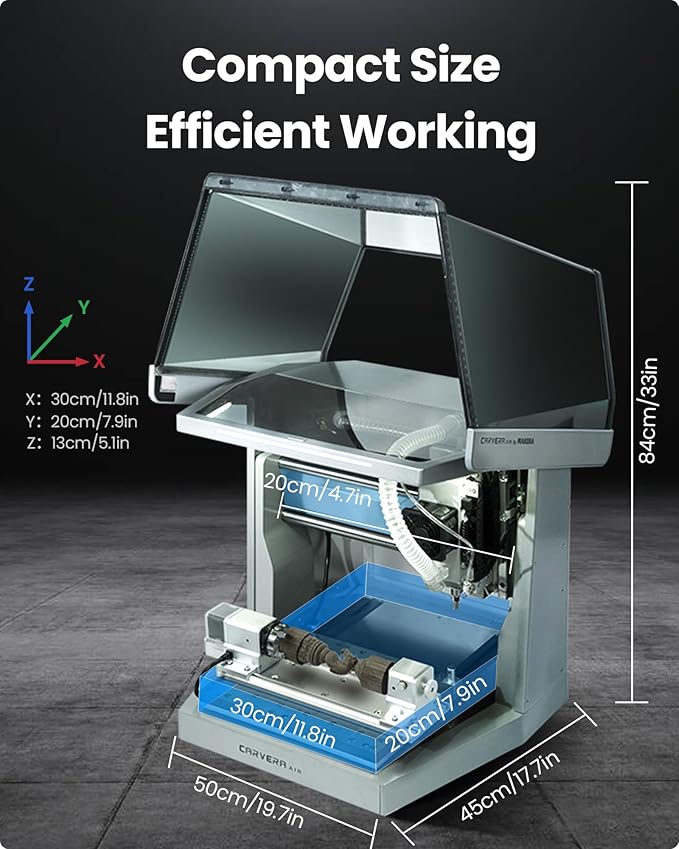 Carvera Air Desktop CNC Machine, Compact Enclosed Mini CNC Mil 3 Axis with Makera CAM, Quick Tool Changer,Closed-Loop Stepper Motor Milling Engraving Machine for Carving Arts Crafts DIY Design
