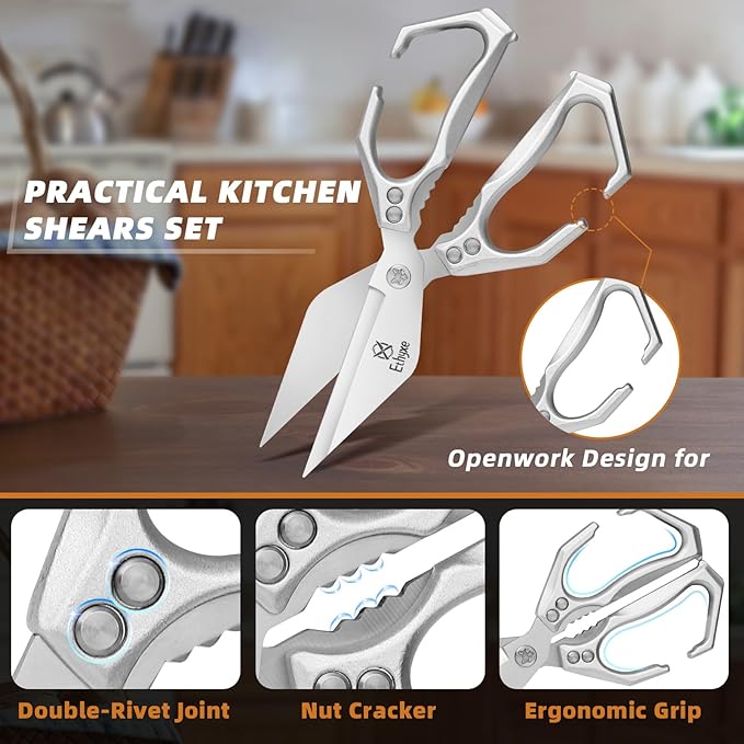 Kitchen Shears Set ??Heavy Duty Japanese Stainless Steel Kitchen Scissors, Ultra Sharp Meat Scissors Dishwasher Safe, Cooking Scissor for Food, Christmas Gifts for Men Women