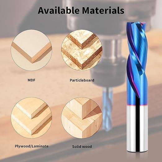 Downcut Spiral Router Bit 3-Flute with 1/2??Shank, 1/2??Cutting Diameter, 1-1/4??Cutting Length, Carbide CNC Router Bits End Mill for Wood Mortises Carving Engraving(3 Inch OVL)