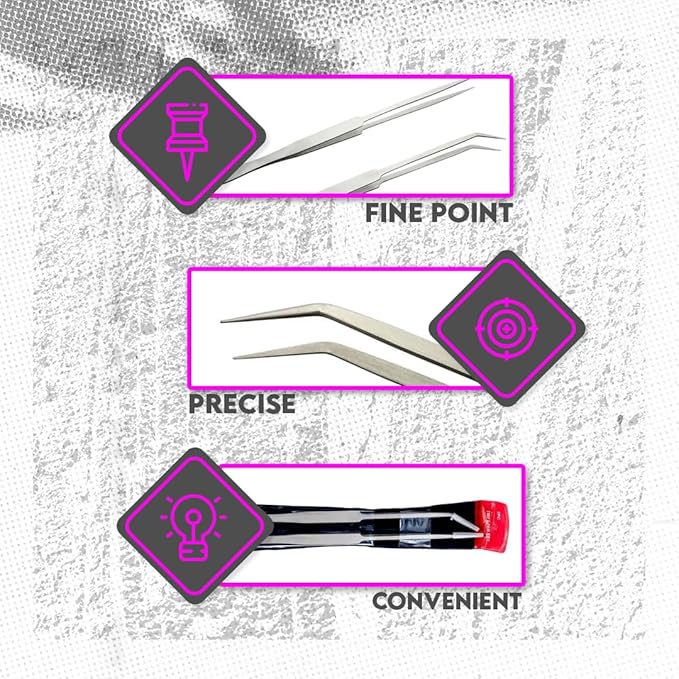 SE Stainless Steel 12-Inch Tweezers Set (2 PC.) - Straight and Angled Tips, Fine Point, Ideal for Crafts, Jewelry, Watch Repair - TW2-403