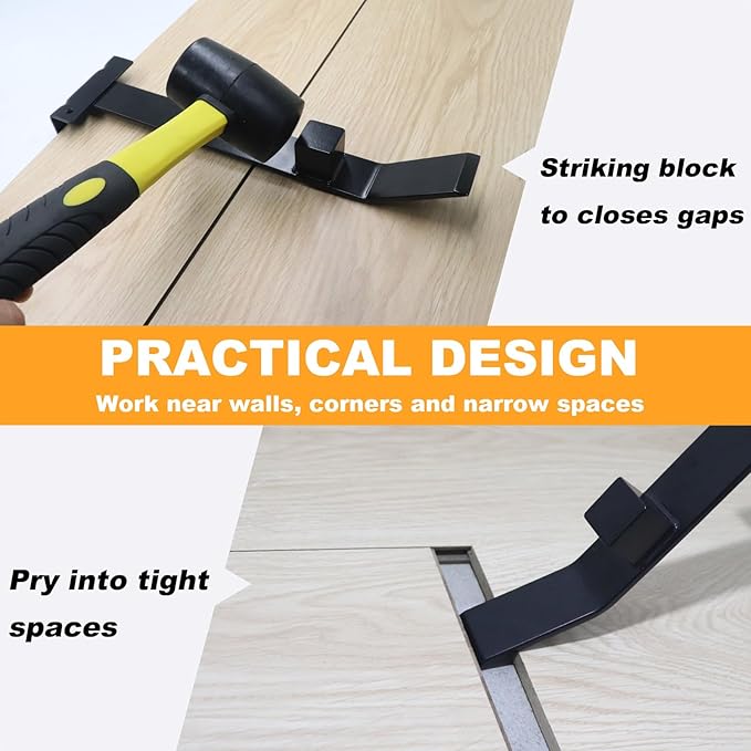 Heavy Duty Pull Bar and Pry Bar, Professional Pull Bar Flooring Installation Tool, Pry Bar with Solid Square Steel Block and Protective Felt Underside for Laminate Wood Flooring Installation