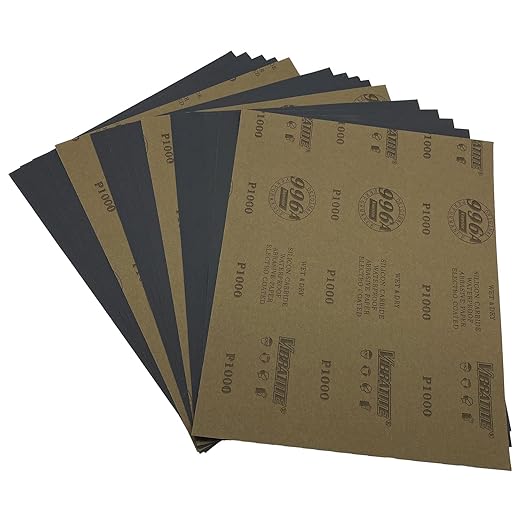 1000 Grit Wet Dry Sandpaper, 9 x 11 Inch Sanding Sheets, 15PCS Premium Silicon Carbide Sand Paper for Wood Metal Ceramic or Auto Polishing and Scratches Removing