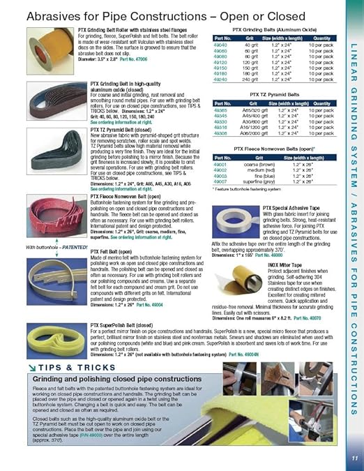 CS Unitec | 49004N | PTX SuperPolish Microfleece Belt (Closed) for a Perfect Mirror Finish on Pipes and Handrails. 1.2" x 26" (Pack of 1) - Made in Germany
