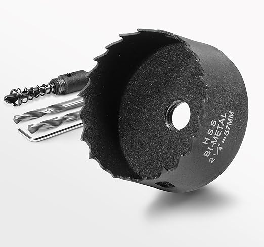 2-1/4 Inch Hole Saw with 9.1mm Triangle Shank Arbor, JTemgle Bi-Metal Hole Saw Heavy Duty Hole Cutting Tool for Cornhole Boards, Recessed Lights, Wood, Plastic, Drywall & Soft Metal