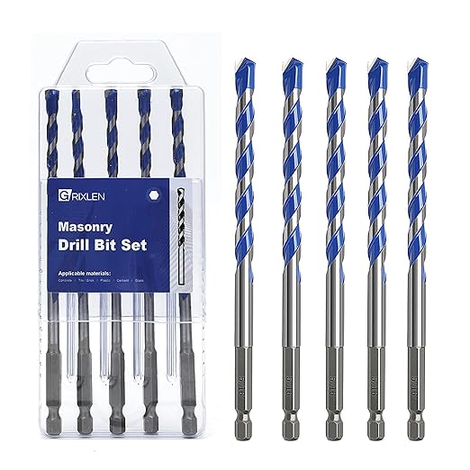 5 Pack 5/16 inch Concrete Drill Bit Set, Masonry Drill Bit Set with Hex Shank,Carbide Tip Drill Bits for Concrete, Tile,Brick, Plastic, Cement (5/16"竊? Pcs竊?