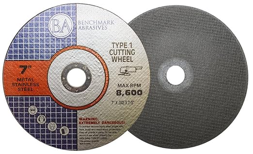 Benchmark Abrasives 7 Inch Aluminum Oxide Thin Type 1 Grinder Cut Off Wheels for Metal and Stainless Steel .045" Thick 7/8" Arbor, Angle Grinder Cutting Disc, Grinding Cutting Wheel - 25 Pack