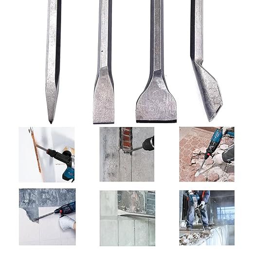 Rotary Hammer Drill Bits Set & Chisels- 17 Pieces SDS Plus Concrete Masonry Hole Tool for Concrete竊똁rick,Block,Stone,Masonry