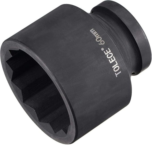 uxcell 1-Inch Drive 60mm 12-Point Impact Socket, CR-MO Steel 84mm Length, Standard Metric Sizes