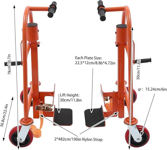 Furniture Moving Tool Set of 2 Manual Furniture and Crate Mover 1300 lbs Capacity Multifunctional Handling Tools for Moving, Warehousing, Furniture Stores (Orange)