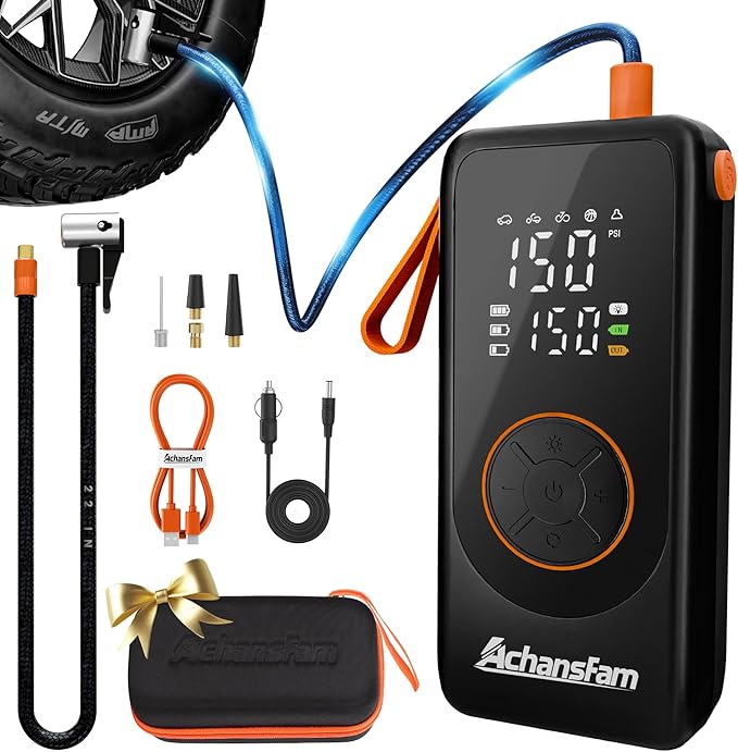 P9 Pro Cordless Portable Air Compressor,48s Fast Inflation,Dual Power Supply,150 PSI Tire Pump with Digital Gauge, inflator and deflator Function & Storage Case for Car, Truck, Bike, Ball