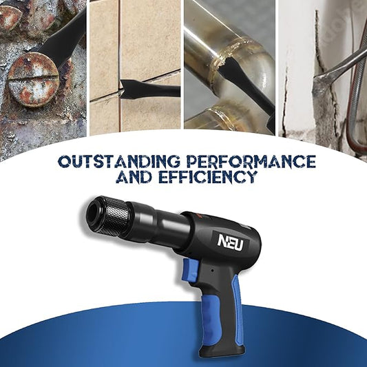 Air hammer, NEU PNEUPACTURE 190mm short barrel air chisel kit, with 4pcs chisels, with quick change retainer, 3500bpm air chisel for shoveling and cutting