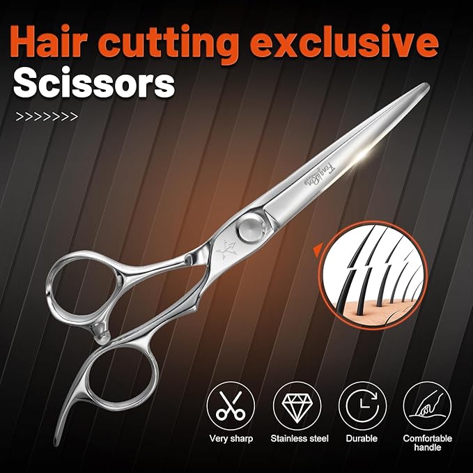 High-end Professional Extremely Very Sharp Barber Hair Cutting Scissors Hairdresser Shears For Hair 6 Inch Haircut Scissor Made Of Dynamic Steel Alloy For Hairdressing Salon and Home Use
