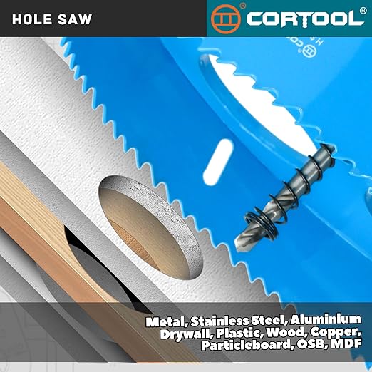 6-1/4 Inch Hole Saw with Arbor for Metal and Wood Cutting, Bi-Metal Hole Cutter, 6-1/4" Hole Saw Kit for Drywall, Wood, PVC Boards, Fiberglass and Vent Pipes