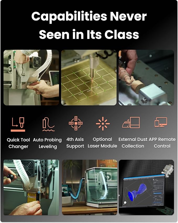 Carvera Air Desktop CNC Machine with 4th Axis and PCB Fabrication Pack, Compact Enclosed Mini CNC Router Mill, Quick Tool Changer Closed-Loop Control, User-Friendly CAM Milling,Cutting, DIY, Crafts