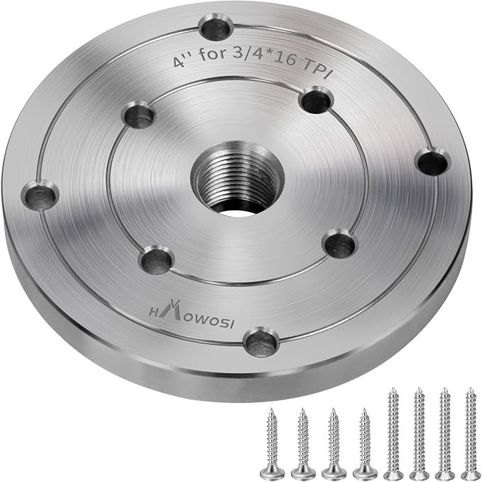 4" Steel Wood Lathe Faceplate,Faceplate for Wood Lathe,Lathe Face Plate Fit for 3/4" x 16TPI Spindle without Screwchuck