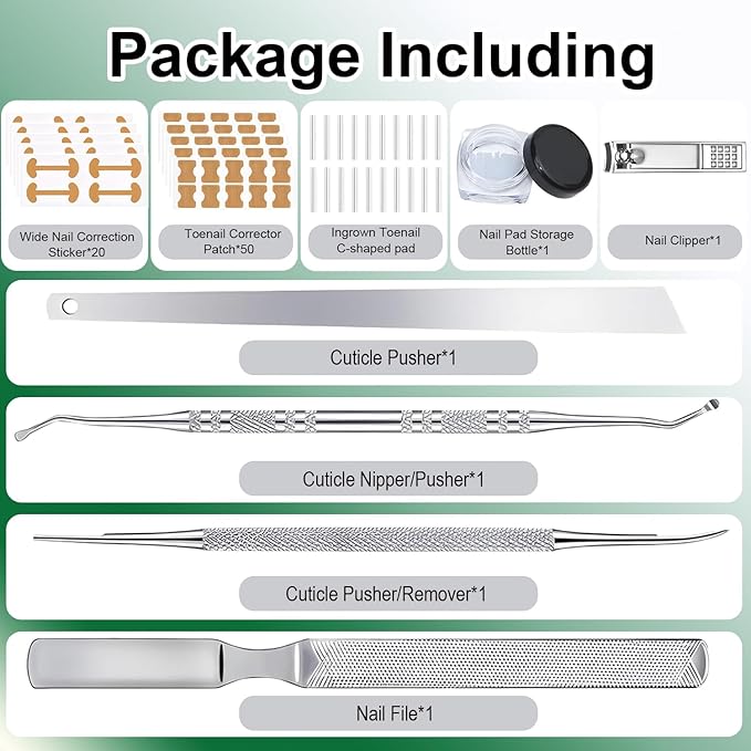 Ingrown Toenail Corrector Set with Correction Strips, Professional Ingrown Toenails Pedicure Tool Set, Painless File and Lifter Pedicure Tools Pedicure Tools, Ingrown Nail Tool for Women Man