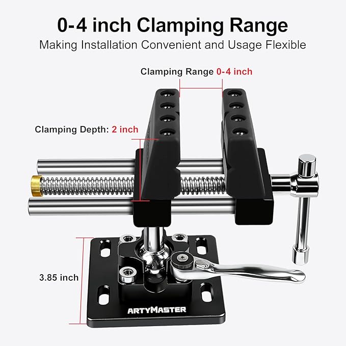 ArtyMaster Vise 4-Inch 360째 Ball Joint Swivel Bench Vise, Heavy Duty Aluminum Workbench Vise with Quick Ratchet Lock, Silicone Jaw Pads, Ideal for Woodworking, Repair & DIY Projects (WT117B)