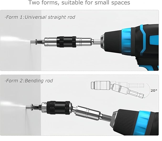 1/4 inch Pivoting Bit Tip Holder, Hex Magnetic Drill Bit Quick Change Drive Guide Drill Bit Holder for Tight Spaces Magnetic Bit Tip Holder