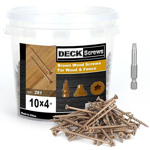 Deck Screws #10 x 4?쇺? T25 Star Torx Drive Flat Head Wood Screws, Brown, 5lb