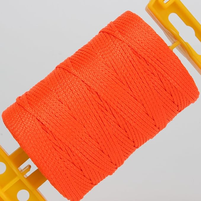 Mason Line String Line with Handle, 540 Ft Length Nylon Twine Reloadable Line Reel, Braided Nylon String for Masonry Tools, Construction Line Twine String Level Line Kit for Gardening, Orange