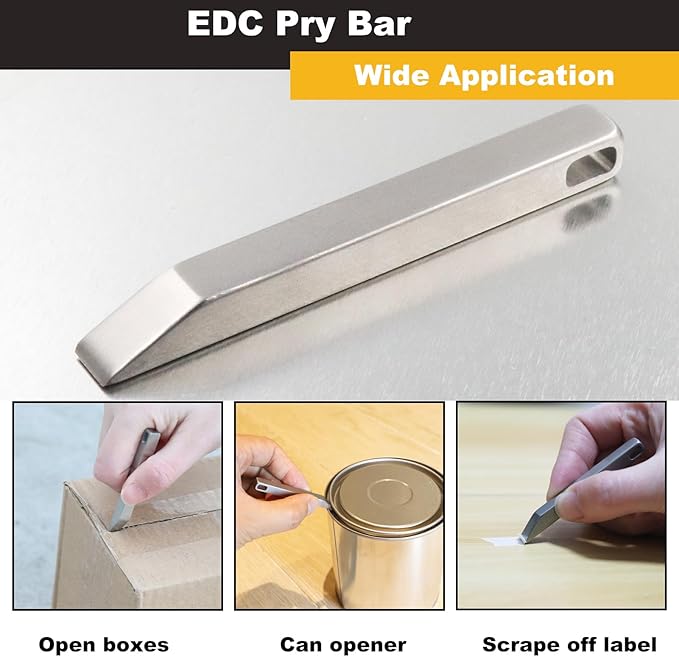2 Pack EDC Pocket Pry Bar, Mini Prybar for Every Day Carry Small Titanium Key Chain, Portable Multitool, Screwdriver, Bottle Opener & Box Opener