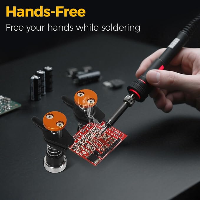 Magnetic Helping Hands Clamp Metal, Adjustable Third Hand Soldering Holder Stand For Small Electronics, Hobby DIY, Craft, PCB Repair, Precise Work, Exclusive Dual-Head Ultra-Grip