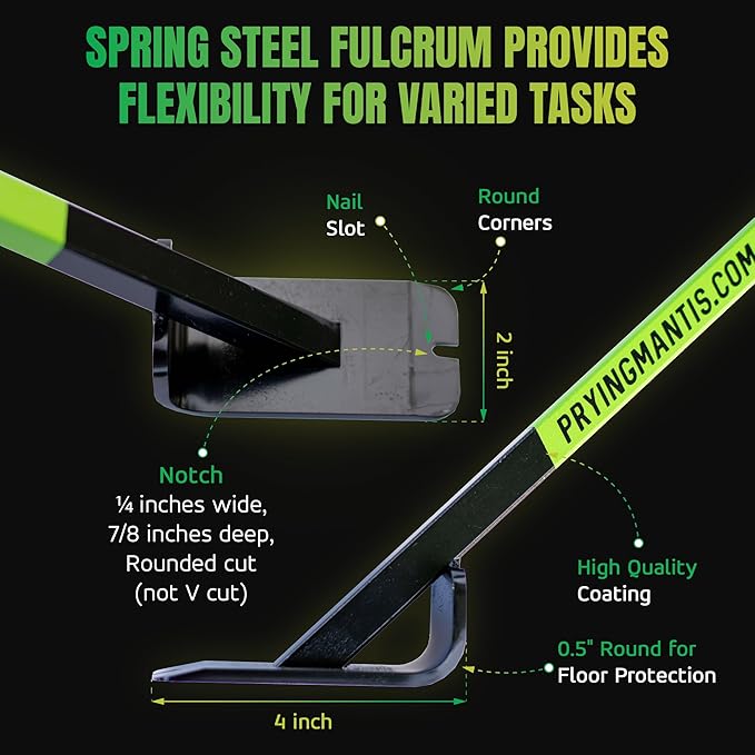 Mantis - Large Pry Bar | Ergonomic Designed Pry Bar for Quick Easy Removal of Carpet Tack Strips, Underlayment, and Sheet Vinyl, While Standing on Your Feet.