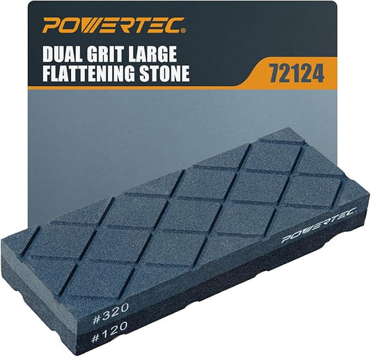 POWERTEC Large Flattening Stone, 120/320 Dual Grit Sharpening Stone Flatener, Diamond Grooves Sharpening Stone Fixer for Whetstone, Wet stone, Waterstone, Oil Stone (72124)