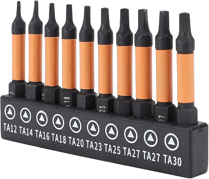 Triangle Screwdriver Set,10 Pcs50mm Length 1/4 Inch Hex Shank S2 Alloy Steel Magnetic Triangular Drill Bit