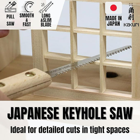 KAKURI Mini Keyhole Saw 3" - Slim Japanese Pull Saw for Woodworking, Curved Cuts, Craft & Hobby - Made in Japan