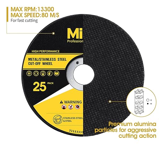 4 1/2 Inch Silver Aluminum Oxide Fine Grit 60 Cut Off Wheels, 25 PCS for Angle Grinder, 4.5 x 1/16 x 7/8 Inch