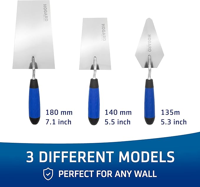 HOGARD 7" Margin Trowel Premium | Made of Stainless Steel | Flat Masonry Hand Trowel Tool with Soft Grip Handle | The Best Bucket Trowel Concrete Tool.