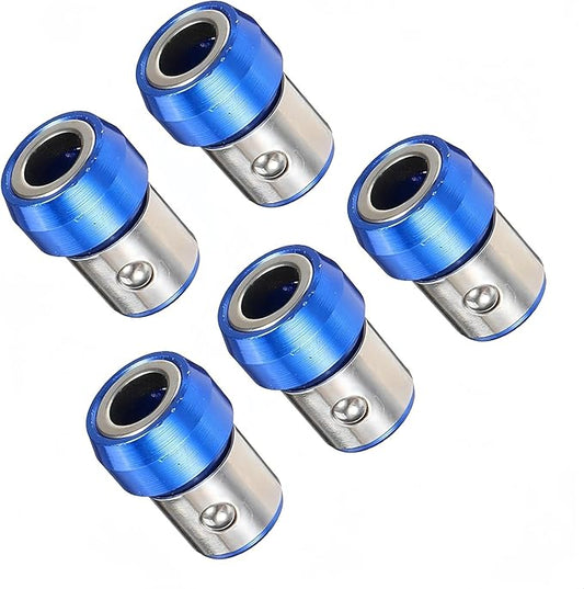 5pcs 1/4 Inch Magnetic Screw Ring Metal Bit, Magnetic Ring for 6.35mm Shank Drill Bit Magnet Powerful Ring Removable for Hex Screwdriver and Power Bits