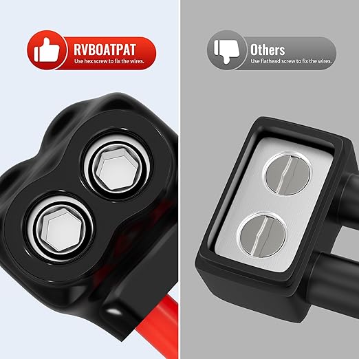 Black Electrical Cable Connectors 2 Port Insulated Multi Tap Connector 350MCM-6AWG Aluminum Wire Connector Single-Sided Entry 3/8" Allen Hex - 6 Pack