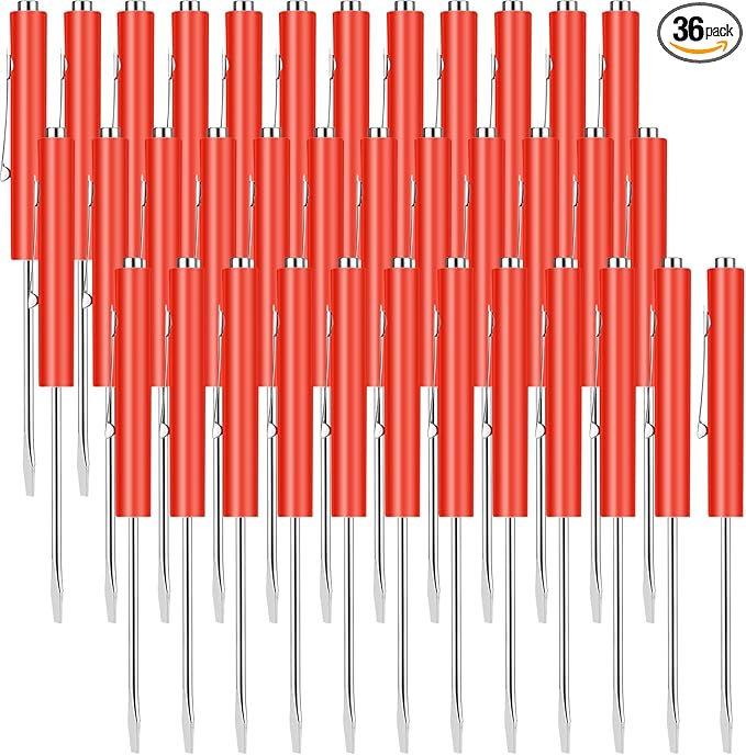 36 Pieces Pocket Screwdriver Mini Tops and Pocket Clips Magnetic Slotted Small Screw Driver with a Single Blade Head for Mechanical, Electrician (Red)