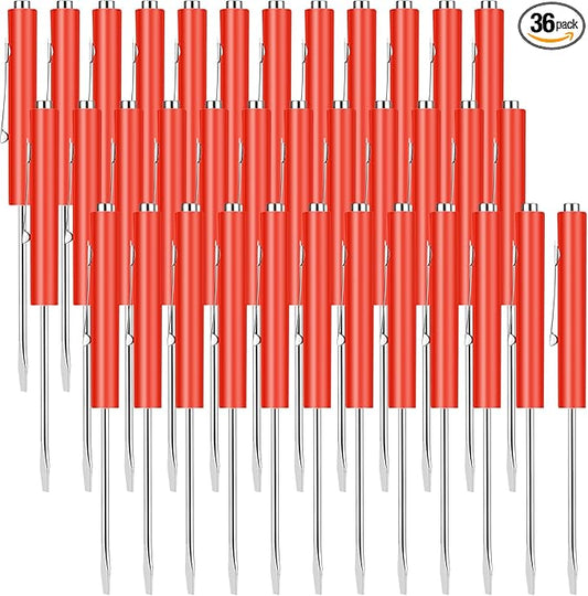 36 Pieces Pocket Screwdriver Mini Tops and Pocket Clips Magnetic Slotted Small Screw Driver with a Single Blade Head for Mechanical, Electrician (Red)