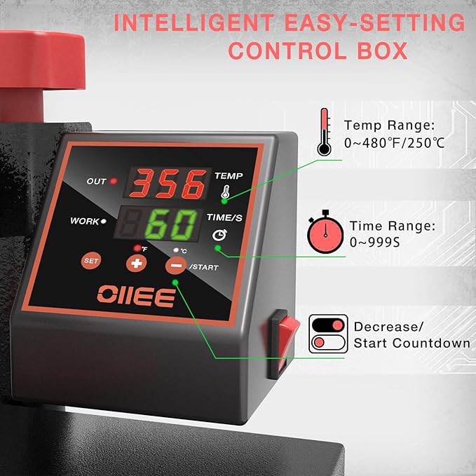 OIIEE Heat Press Machine 8 in 1 Combo Heat Press 15 x 15 Inch Heat Transfer Machine 360-Degree Swing Away Digital Shirt Printing Multifunction Heat Transfer Sublimation for T Shirts Mugs Hat Plate Cap