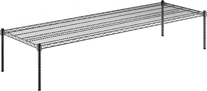 24" x 72" x 14" Black Epoxy Wire Storage Shelf, Dunnage Rack, Commercial 1 Tier Small Shelf