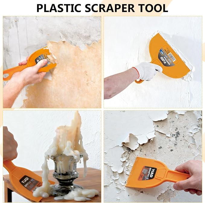 6 Pack Putty Knife 1.5" 2" 3" 4" 5" 6" Plastic Paint Scraper Tool Set Heavy Duty Drywall Repair kit,Flexible Spackle Knives with Hang Hole,Wall Putty for Spreader,Wallpaper,Mud,Plaster,Taping,Floor